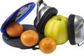 Fruit and CD Player Royalty Free Stock Photo