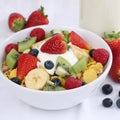 Fruit cereals with yogurt and strawberries Royalty Free Stock Photo