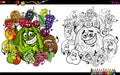 Fruit characters coloring page