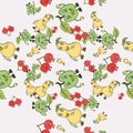 Fruit characters in a fun pattern.