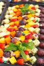 Fruit and cheese canapes Royalty Free Stock Photo