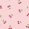 Fruit cherry seamless pattern. Red Cherry.