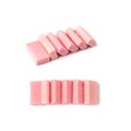 Fruit Chews Isolated, Pink Chewable Candies, Fruit Chew Candy Pile, Square Taffy, Colorful Gummy Candies