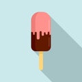 Fruit chocolate popsicle icon, flat style