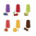 Popsicles with fruit icon set vector Royalty Free Stock Photo