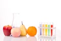 Fruit close chemical test tubes. Genetic