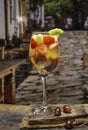 Fruit cocktail in a glass on the tipical brazilian restaurant Royalty Free Stock Photo