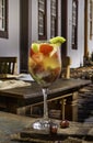Fruit cocktail in a glass on the tipical brazilian restaurant Royalty Free Stock Photo