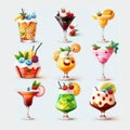 Fruit cocktail set with different fruits and berries Royalty Free Stock Photo