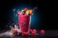 Fruit cocktail. Smoothie with frozen berries . An enchantment of taste and healthy eating, in a glass beaker . There are Royalty Free Stock Photo