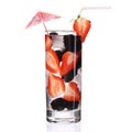 Fruit cocktail with Strawberry and Blackberry in the glass Royalty Free Stock Photo