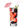 Fruit cocktail with Strawberry and Blackberry in the glass Royalty Free Stock Photo