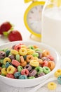 Fruit colorful sweet cereals in a bowl Royalty Free Stock Photo