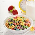 Fruit colorful sweet cereals in a bowl Royalty Free Stock Photo