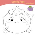 Fruit coloring worksheet page. Coloring cute fruit worksheet page. Educational printable colouring worksheet.