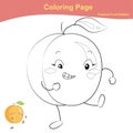 Fruit coloring worksheet page. Coloring cute fruit worksheet page. Educational printable colouring worksheet.