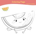 Fruit coloring worksheet page. Coloring cute fruit worksheet page. Educational printable colouring worksheet.