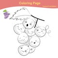 Fruit coloring worksheet page. Coloring cute fruit worksheet page.