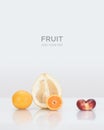 Fruit composition of oranges, pomelo and peach. Food concept. Add your text