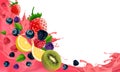 Creative healthy mix fruit for a low calorie snack background, vector and illustration