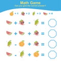 Fruit Counting Math Worksheet. Math Worksheet for Preschool