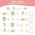 Fruit Counting Math Worksheet. Math Worksheet for Preschool.