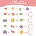 Fruit Counting Math Worksheet. Math Worksheet for Preschool