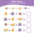 Fruit Counting Math Worksheet. Math Worksheet for Preschool.