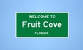 Fruit Cove, Florida city limit sign. Town sign from the USA.