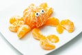 Fruit crab, a snack made of fresh parts of tangerines served in the shape of crab