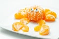 Fruit crab, a snack made of fresh parts of tangerines served in the shape of crab