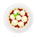Fruit Creamy Tartlet with Jam Filling as Sugary Dessert Rested on Plate Vector Illustration