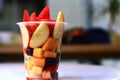 Fruit cup with blurred background Royalty Free Stock Photo