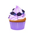 Fruit cupcake realistic vector illustration