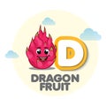 Dragon fruit mascot with Letter D Royalty Free Stock Photo
