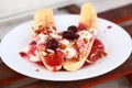 Fruit dessert with cottage cheese Royalty Free Stock Photo
