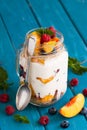 Fruit dessert in a mason jar Royalty Free Stock Photo