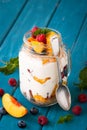 Fruit dessert in a mason jar Royalty Free Stock Photo