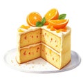 fruit dessert, orange cake, homemade pastries, isolated on a white background Royalty Free Stock Photo