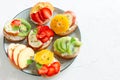 Fruit sandwiches with ricotta cheese Royalty Free Stock Photo