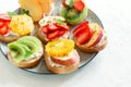 Fruit sandwiches with ricotta cheese Royalty Free Stock Photo