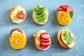 Fruit sandwiches with ricotta cheese Royalty Free Stock Photo