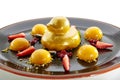 Fruit Dessert with Strawberries and Mango Sphere Isolated