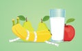 Fruit diet with banana pear milk apple healthy