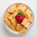 Fruit Dish of Cantaloupe and Strawberry Royalty Free Stock Photo