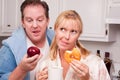 Fruit or Donut Healthy Eating Decision Royalty Free Stock Photo