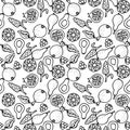 Fruit doodle hand drawn seamless vector pattern