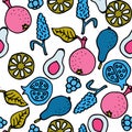 Fruit doodle hand drawn seamless vector pattern