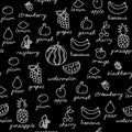 Fruit doodles seamless vector pattern.