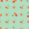 Fruit Eco food print. Acerola seamless pattern. Malpighia glabra